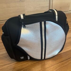 Black with silver & white tennis bag. Super cute,functional. Excellent condition